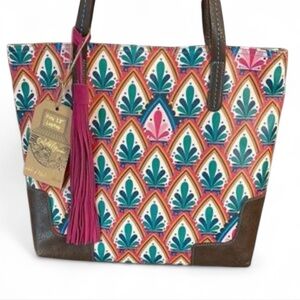 Colorful Patterned Laptop Tote Bag with Tassel by Catchfly